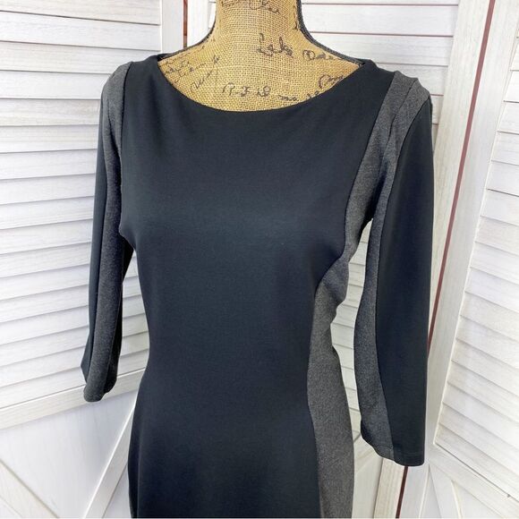 H&M Knit Colorblock Bodycon Sheath Dress Black Gray Medium - Picture 6 of 14